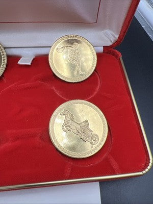 4 Coin Olympian Medallion Set In Red Display Box