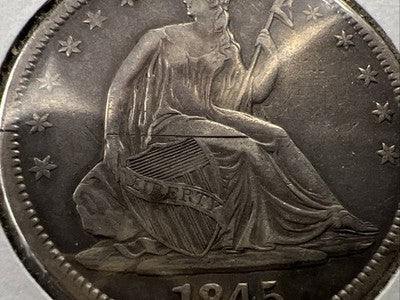 1845 O 50c Seated Liberty Half Dollar Coin CH VF Details Scratch