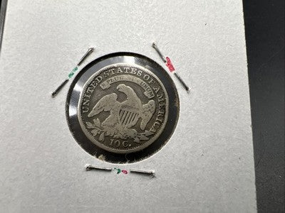 1834 10C Capped Bust Dime Average VG Very Good Details Rim Damage