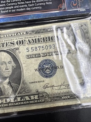 Lot of 2 1935 Silver Certificate One Dollar Bills in Vinyl Display VG #31