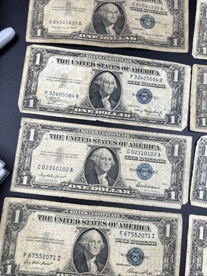 Lot of 16 VERY CIRC 1957 1935 $1 Dollar Silver Certificate Blue Seal Notes #81
