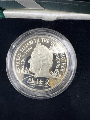 2000 Queen Mother Piedfort 2 Pounds England UK Silver Proof Rare Coin w/ Box COA
