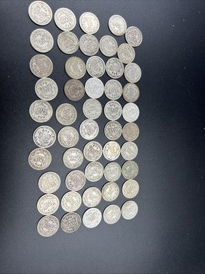 50 Coin Barber 90% Silver Dime Roll G-VG Good Circ Conditions SK#g