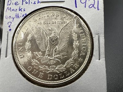 1921 P $1 Morgan Silver Dollar Coin Heavy Rev Die Polish Variety Vam CH BU UNC