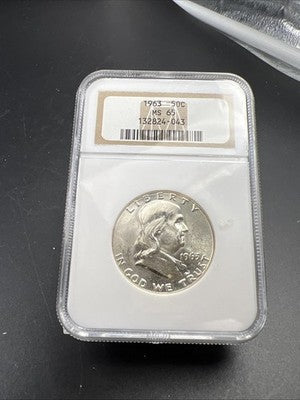 1963 P 50c Franklin 90% Silver Half Dollar Coin NGC MS65 Gem Bu Certified #43