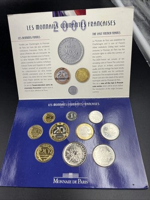 2000 France Monnaie de Paris 10 Piece Coin Mint Uncirculated Set in Folder