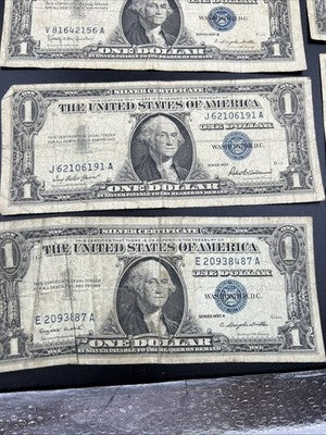 Lot of 10 VERY CIRC 1957 1935 $1 Dollar Silver Certificate Blue Seal Notes #87