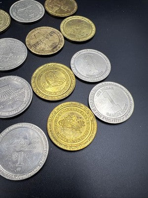 Lot of 20 $1 Casino Dollar Gaming Tokens Metal Circulated Conditions SKU#7549