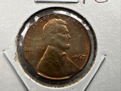 Triple Clipped 1967 P 1c Lincoln Memorial Cent Error Coin UNC RB