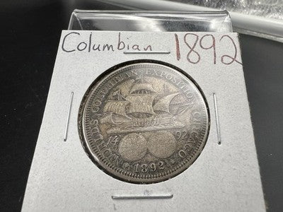 1892 50c Columbian Exposition Chicago World's Fair Silver Half Dollar XF EF S#1