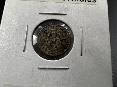 1942 Netherlands East Indies 1/10 Gulden Silver Coin XF EF Extra Fine Circ