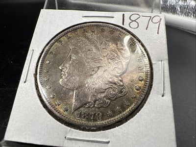 1879 P $1 Morgan Silver Dollar Coin CH AU About UNC Neat Toning Toner