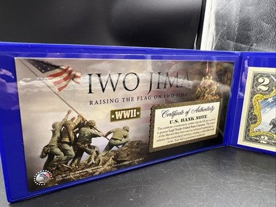 Iwo Jima Colorized Enhanced 2017 A 2 Two Dollar Federal Reserve Note Unc #38