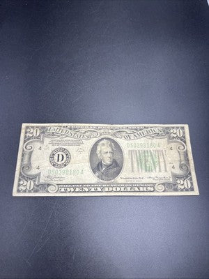 1934 A $20 FRN Federal Reserve Note Cleveland District VG Very Good Circ