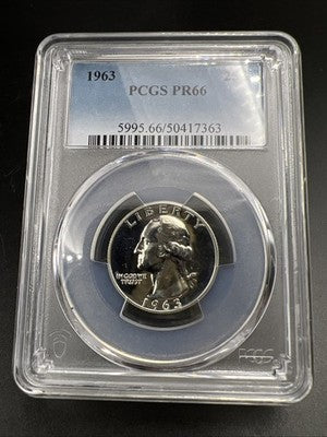 1963 25c Washington Silver Quarter Coin PR66 #63 PCGS