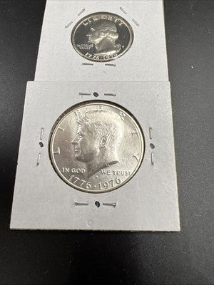 Bicentennial Collector's set 1976 S 40% Silver 25c & 50c Kennedy Half Dollar