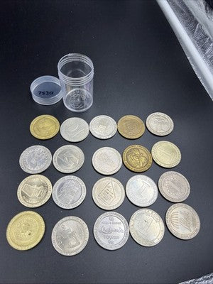 Lot of 20 $1 Casino Dollar Gaming Tokens Metal Circulated Conditions SKU#7530