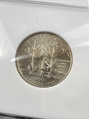 2001 P Vermont Statehood Quarter NGC MS65 W #086