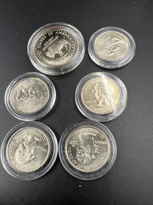 Lot of 6 US Coins 1x 1991 MT Rushmore Proof 50c 5x 2008 Arizona 25x BU
