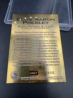 Elvis Presley 75th birthday Gold Plated Card