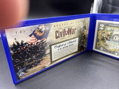 US Civil War Colorized Enhanced 2017 A 2 Two Dollar Federal Reserve Note Unc #34