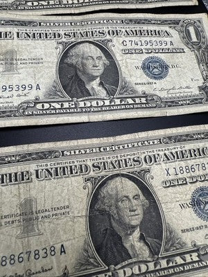 Lot of 10 1957 $1 One Dollar Silver Certificate Blue Seal Notes G / VG #937
