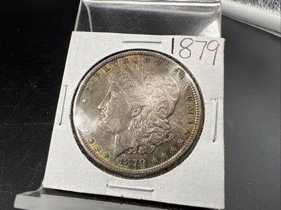 1879 P $1 Morgan Silver Dollar Coin CH AU About UNC Neat Toning Toner