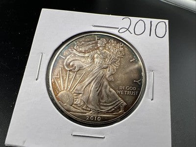 2010 1 Oz ASE American Silver Eagle Coin Neat Toning Toner