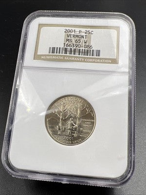 2001 P Vermont Statehood Quarter NGC MS65 W #086