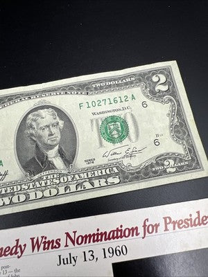 1976 Collector's Lot P D Kennedy Half 50c Set & 2x $2 FRN Two Dollar Bills Circ