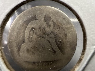 1861 Civil War Era Liberty Seated Dime Coin Fair Details E.M engraved graffiti