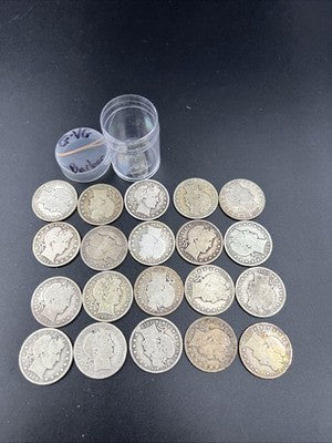 20 Coin Roll Barber 90% Silver Half Dollar Coins G-VG Good Conditions S#V