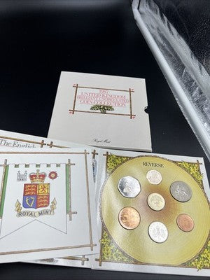 1987 United Kingdom Uncirculated Mint 7 coin Set Used Packaging