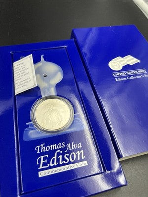 2004 P Thomas Edison Silver Dollar Light Box Coin US Mint Set Gem BU $1 Coin #A