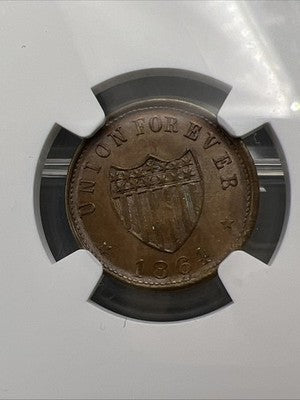 1864 Civil War Token F-54/342 a Union Forever NGC MS65 BN Gem UNC Certified
