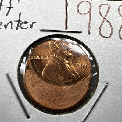 1988 1c Lincoln Memorial Cent Penny 60% Off Center CH BU UNC SKU#AP