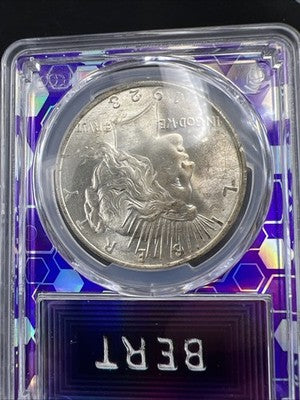 1923 P Peace Silver Dollar Coin PCGS MS64 CH BU UNC Purple holder Some Toning