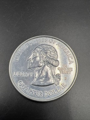 Large 3 Inch Novelty Pewter Coin/Coaster/Paperweight 1999 Georgia State Quarter