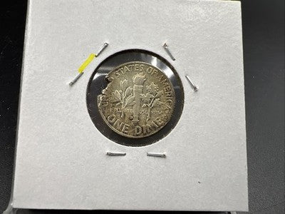1964 D 10c Roosevelt Silver Dime Coin Major Planchet Defect XF / AU Circ