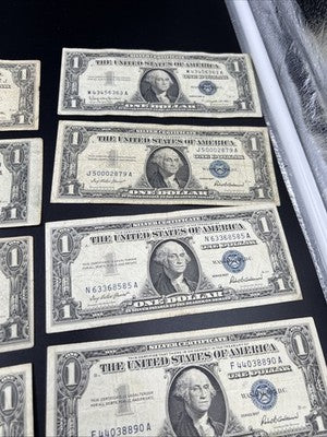 Lot of 10 1957 1935 $1 One Dollar Silver Certificates Very Circulated #695