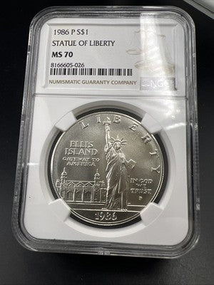1986 P Statue of Liberty Commemorative Silver Dollar Coin NGC MS70 Gem BU #026