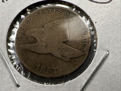 1857 1c Flying Eagle 1c FS-402 Clashed with Seated Half Variety AG About Good #a