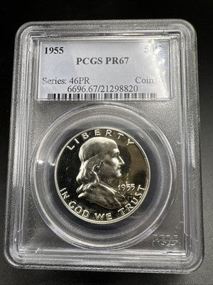 1955 50c Franklin 90% Silver Half Dollar Coin PCGS PR67 #820