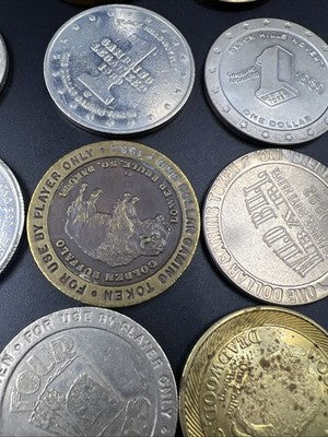 Lot of 20 $1 Casino Dollar Gaming Tokens Metal Circulated Conditions SKU#7539