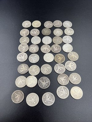 Barber Quarters 90% Silver Coin Quarter Roll $10 Face Value 40 Coins G SKU#1A