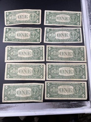 Lot of 10 VERY CIRC 1957 1935 $1 Dollar Silver Certificate Blue Seal Notes #87