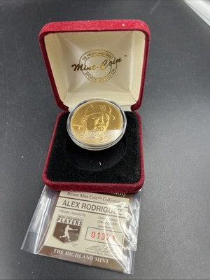 Highland Mint Alex Rodriguez Bronze Collector’s Coin Medal In Box