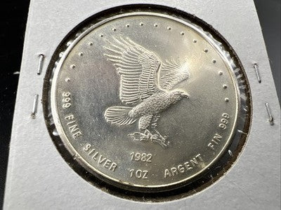 1982 Monex 1 Oz Silver Eagle .999 Art Vintage Round CH BU UNC