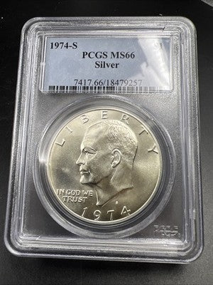 1974 S $1 Ike Eisenhower 40% Silver Dollar Coin PCGS MS66 Gem BU Certified #57