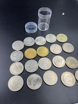 Lot of 20 $1 Casino Dollar Gaming Tokens Metal Circulated Conditions SKU#7526